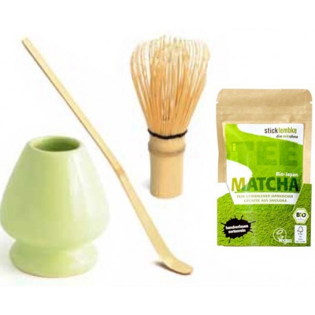 Zestaw MATCHA - miotełka CHASEN + stojak, łyżeczka CHASHAKU, 30g BIO MATCHA